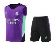 23-24 Real Madrid Purple Soccer Football Training Kit (Singlet + Short) Man