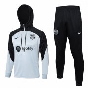 23-24 Barcelona Grey - Black Soccer Football Training Kit (Sweatshirt + Pants) Man #Hoodie