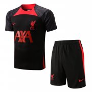 22-23 Liverpool Black Soccer Football Training Kit (Top + Short) Man