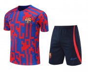 22-23 Barcelona Blue - Red Soccer Football Training Kit (Top + Short) Man