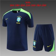 23-24 Brazil Royal Short Soccer Football Training Kit (Top + Short) Youth