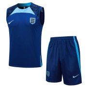 2023 England Cobalt Blue Soccer Football Training Kit (Singlet + Short) Man