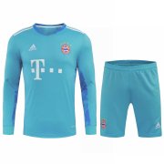 20-21 Bayern Munich Goalkeeper Blue Long Sleeve Man Soccer Football Jersey + Shorts Set