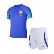 2022 Brazil Away Youth Soccer Football Kit (Top + Shorts)