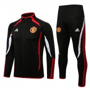 21-22 Manchester United Teamgeist Black Soccer Football Training Kit (Jacket + Pants) Man