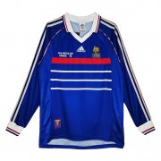 1998 France Home Long Sleeve Soccer Football Kit Man #Retro