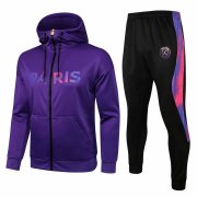 21-22 PSG x Jordan Hoodie Purple Soccer Football Training Suit (Jacket + Pants) Man