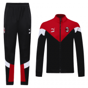 AC Milan 2020-21 Black&Red&White High Neck Collar Men Soccer Football Training Kit(Jacket + Pants)