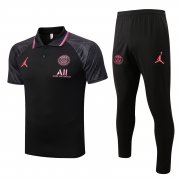 22-23 PSG Black Soccer Football Training Kit (Polo + Pants) Man