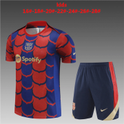 24-25 Barcelona Red - Blue Short Soccer Football Training Kit (Top + Short) Youth