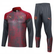 23-24 Manchester City Grey - Red Soccer Football Training Kit (Sweatshirt + Pants) Man