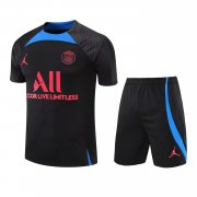 22-23 PSG x Jordan Black Short Soccer Football Training Kit ( Top + Short ) Man