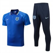 22-23 England Blue Soccer Football Training Kit (Polo + Pants) Man