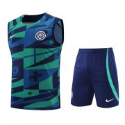 22-23 Inter Milan Green Soccer Football Training Kit (Singlet + Shorts) Man