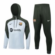 23-24 Barcelona Grey - Green Soccer Football Training Kit (Sweatshirt + Pants) Man #Hoodie