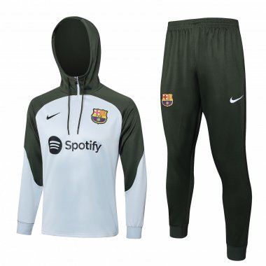 23-24 Barcelona Grey - Green Soccer Football Training Kit (Sweatshirt + Pants) Man #Hoodie