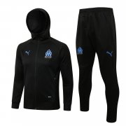 21-22 Olympique Marseille Hoodie All Black Soccer Football Training Kit (Jacket + Pants) Man