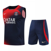 23-24 PSG Red - Navy Soccer Football Training Kit (Singlet + Short) Man