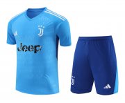 23-24 Juventus Goalkeeper Blue Soccer Football Kit (Top + Short) Man