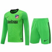 20-21 Atletico Madrid Goalkeeper Green Long Sleeve Man Soccer Football Jersey + Shorts Set