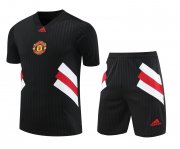 23-24 Manchester United Black Short Soccer Football Training Kit (Top + Short) Man