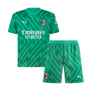 23-24 AC Milan Goalkeeper Green Soccer Football Kit (Top + Short) Youth