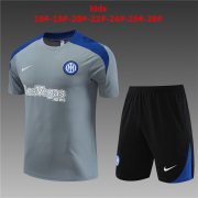 24-25 Inter Milan Grey Short Soccer Football Training Kit (Top + Short) Youth