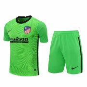 20-21 Atletico Madrid Goalkeeper Green Man Soccer Football Jersey + Shorts Set