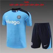 24-25 Chelsea Light Blue Short Soccer Football Training Kit (Top + Short) Youth