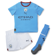 22-23 Manchester City Home Soccer Football Full Kit ( Top + Short + Sock ) Youth