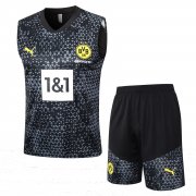 23-24 Borussia Dortmund Black Soccer Football Training Kit (Singlet + Short) Man