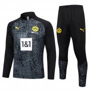 23-24 Borussia Dortmund Black Pattern Soccer Football Training Kit (Sweatshirt + Pants) Man