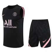 21-22 PSG Black Soccer Football Traning Kit (Singlet + Shorts) Man
