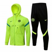 21-22 Inter Milan Hoodie Yellow Soccer Football Training Kit (Jacket + Pants) Man