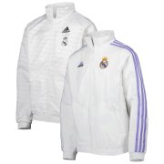 23-24 Real Madrid On-Field Team Logo Anthem Reversible White Full-Zip Soccer Football Windrunner Jacket Man