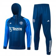23-24 Manchester United Blue Soccer Football Training Kit Man #Hoodie