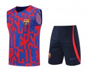 22-23 Barcelona Blue - Red Soccer Football Training Kit (Singlet + Pants) Man