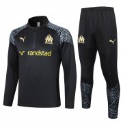 23-24 Olympique Marseille Black - Grey Soccer Football Training Kit (Sweatshirt + Pants) Man