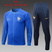 2022 France Blue Soccer Football Training Kit (Jacket + Pants) Youth