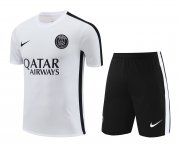 23-24 PSG White II Short Soccer Football Training Kit (Top + Short) Man