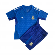 23-24 Argentina Goalkeeper Blue Soccer Football Kit (Top + Short) Youth