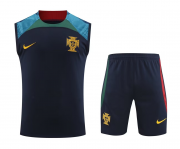 22-23 Portugal Navy Soccer Football Training Kit (Singlet + Short) Man