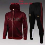 21-22 PSG x Jordan Hoodie Maroon Soccer Football Training Suit(Jacket + Pants) Kids