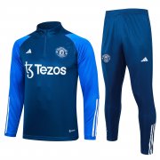 23-24 Manchester United Blue Soccer Football Training Kit (Sweatshirt + Pants) Man