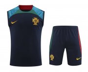 2022 Portugal Navy Soccer Football Training Kit (Singlet + Pants) Man