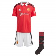 22-23 Manchester United Home Soccer Football Kit (Top + Short + Socks) Youth