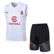 23-24 AC Milan White Soccer Football Training Kit (Singlet + Short) Man
