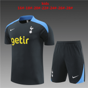 24-25 Tottenham Hotspur Dark Grey Short Soccer Football Training Kit (Top + Short) Youth