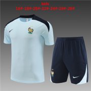 23-24 France Light Blue Short Soccer Football Training Kit (Top + Short) Youth