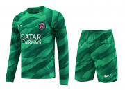 23-24 PSG Goalkeeper Green Soccer Football Kit (Top + Short) Man #Long Sleeve